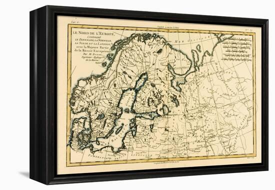 Northern Europe, Including Denmark, Norway, Sweden and Lapland, with Most of Western Russia, from…-Charles Marie Rigobert Bonne-Framed Premier Image Canvas