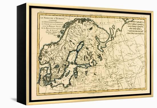 Northern Europe, Including Denmark, Norway, Sweden and Lapland, with Most of Western Russia, from…-Charles Marie Rigobert Bonne-Framed Premier Image Canvas