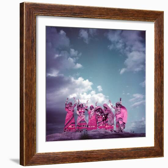 Northern Indian Tribe of Banjara Dancers Performing Somewhere in Hyderabad-Jack Birns-Framed Photographic Print