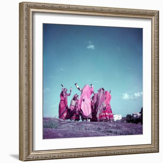 Northern Indian Tribe of Banjara Folk Dancers Performing Somewhere in Hyderabad-Jack Birns-Framed Photographic Print