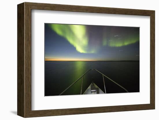 Northern Lights above Expedition Boat, Nunavut, Canada-Paul Souders-Framed Photographic Print