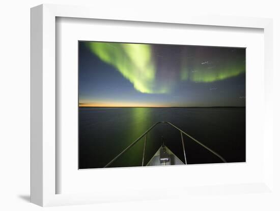 Northern Lights above Expedition Boat, Nunavut, Canada-Paul Souders-Framed Photographic Print