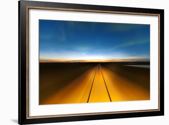 Northern Lights and Railroad, Churchill, Manitoba, Canada-null-Framed Photographic Print