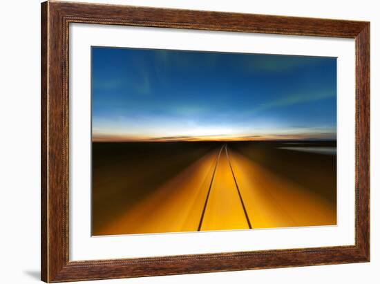 Northern Lights and Railroad, Churchill, Manitoba, Canada-null-Framed Photographic Print