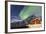 Northern Lights (Aurora Borealis) Illuminate Snowy Peaks and Wooden Cabin on a Starry Night-Roberto Moiola-Framed Photographic Print