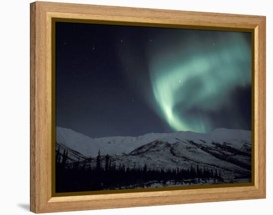 Northern Lights Curtain of Green and Yellow, Brooks Range, Alaska, USA-Hugh Rose-Framed Premier Image Canvas