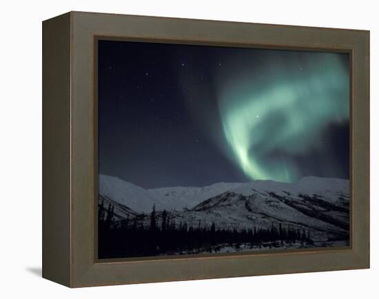 Northern Lights Curtain of Green and Yellow, Brooks Range, Alaska, USA-Hugh Rose-Framed Premier Image Canvas