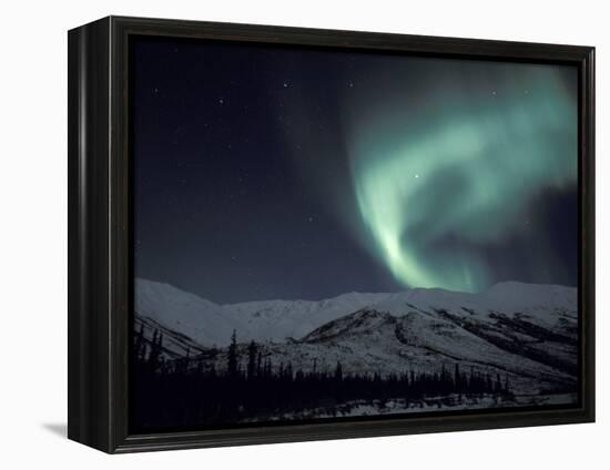 Northern Lights Curtain of Green and Yellow, Brooks Range, Alaska, USA-Hugh Rose-Framed Premier Image Canvas