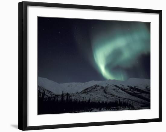 Northern Lights Curtain of Green and Yellow, Brooks Range, Alaska, USA-Hugh Rose-Framed Photographic Print