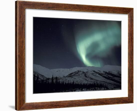 Northern Lights Curtain of Green and Yellow, Brooks Range, Alaska, USA-Hugh Rose-Framed Photographic Print