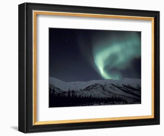 Northern Lights Curtain of Green and Yellow, Brooks Range, Alaska, USA-Hugh Rose-Framed Photographic Print