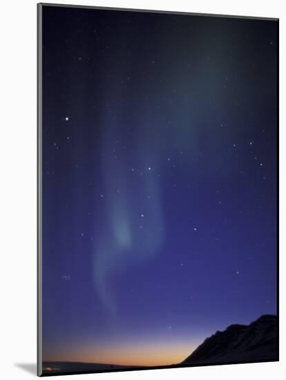 Northern Lights Curtain of Green Over a Fortress Mountain, Brooks Range, Alaska, USA-Hugh Rose-Mounted Photographic Print