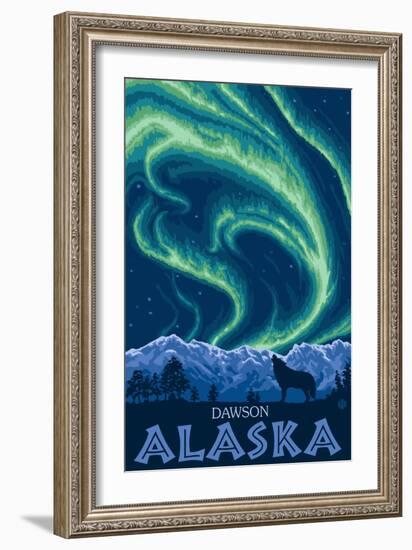 Northern Lights, Dawson, Alaska-Lantern Press-Framed Art Print