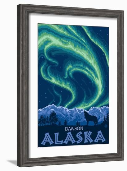 Northern Lights, Dawson, Alaska-Lantern Press-Framed Art Print