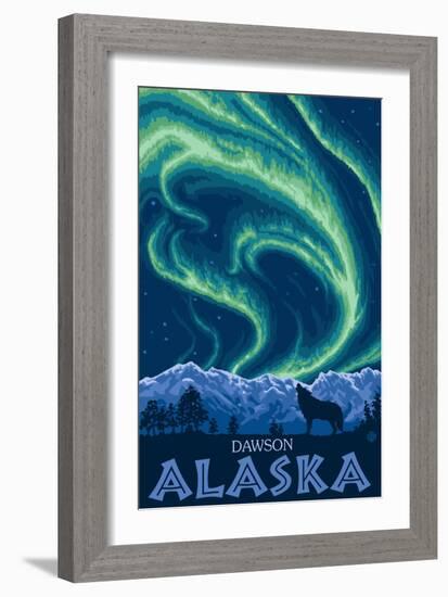 Northern Lights, Dawson, Alaska-Lantern Press-Framed Art Print