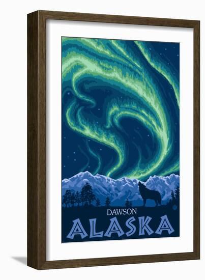 Northern Lights, Dawson, Alaska-Lantern Press-Framed Art Print