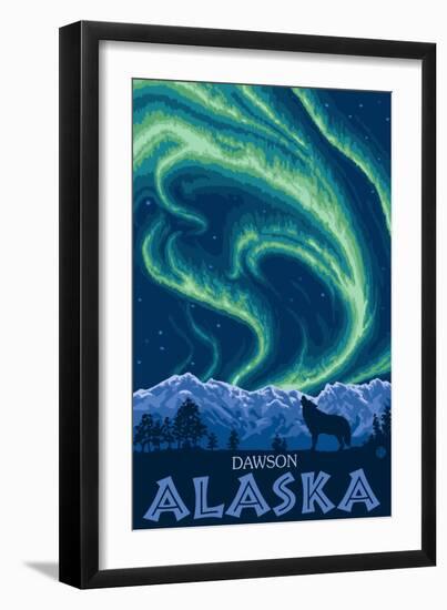 Northern Lights, Dawson, Alaska-Lantern Press-Framed Art Print