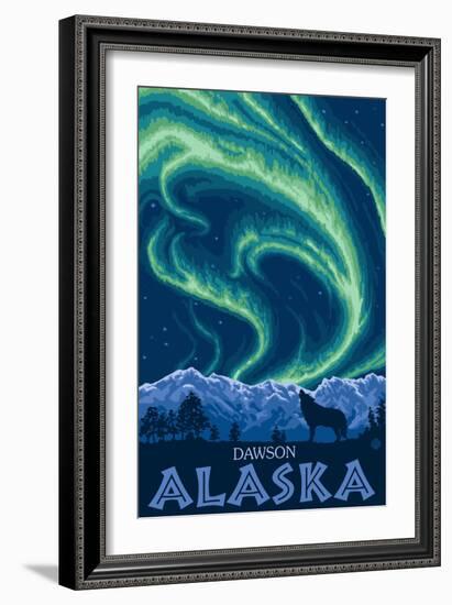 Northern Lights, Dawson, Alaska-Lantern Press-Framed Art Print