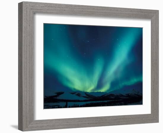 Northern Lights, Endicott Mountains in the Brooks Range, Alaska-Hugh Rose-Framed Photographic Print