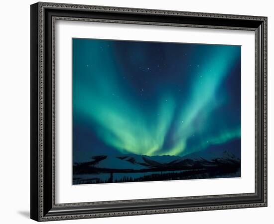 Northern Lights, Endicott Mountains in the Brooks Range, Alaska-Hugh Rose-Framed Photographic Print