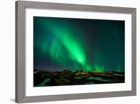 Northern Lights or Aurora Borealis over Mt. Ulfarsfell, Close to Reykjavik, Iceland-Arctic-Images-Framed Photographic Print