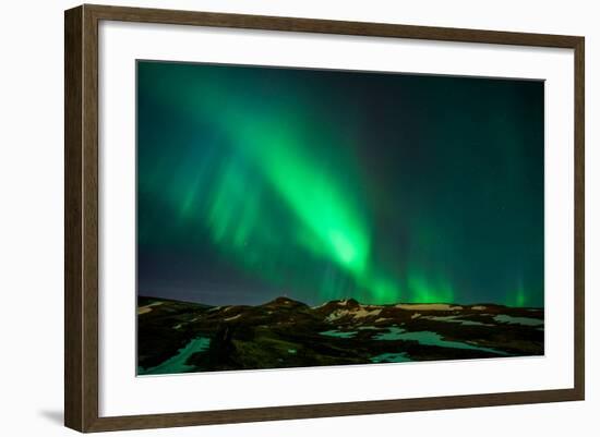 Northern Lights or Aurora Borealis over Mt. Ulfarsfell, Close to Reykjavik, Iceland-Arctic-Images-Framed Photographic Print