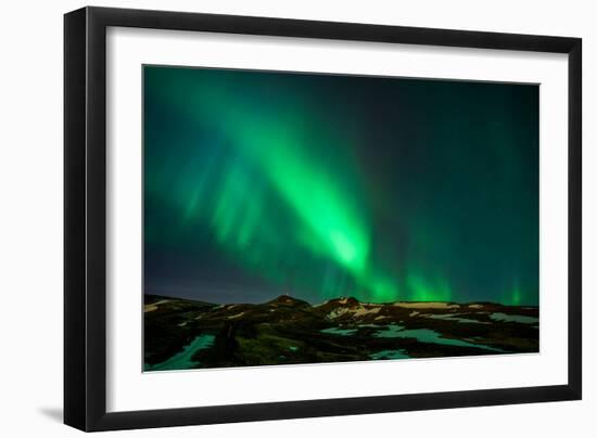 Northern Lights or Aurora Borealis over Mt. Ulfarsfell, Close to Reykjavik, Iceland-Arctic-Images-Framed Photographic Print