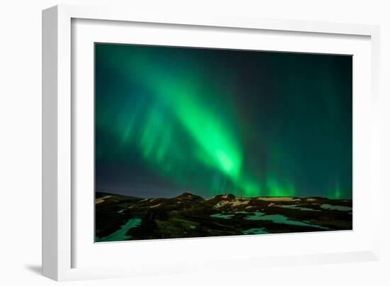 Northern Lights or Aurora Borealis over Mt. Ulfarsfell, Close to Reykjavik, Iceland-Arctic-Images-Framed Photographic Print