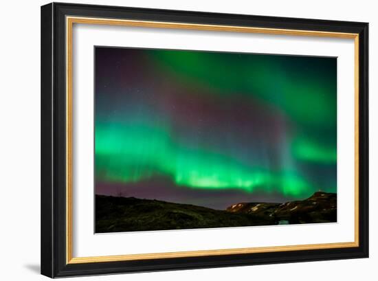 Northern Lights or Aurora Borealis over Mt. Ulfarsfell, Near Reykjavik, Iceland-Arctic-Images-Framed Photographic Print