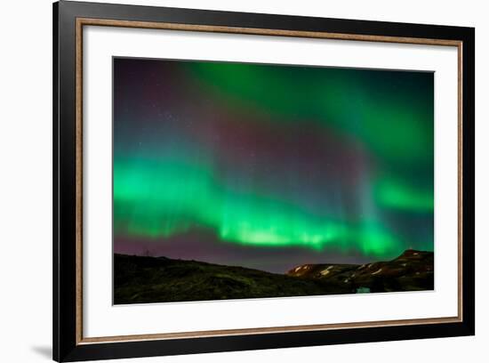 Northern Lights or Aurora Borealis over Mt. Ulfarsfell, Near Reykjavik, Iceland-Arctic-Images-Framed Photographic Print