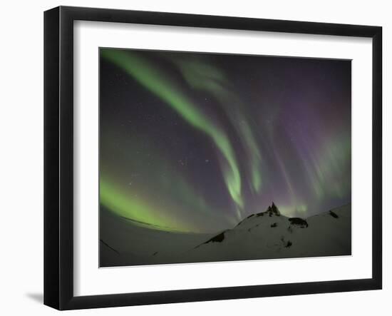 Northern Lights over a Mountain in Iceland-Niki Haselwanter-Framed Photographic Print