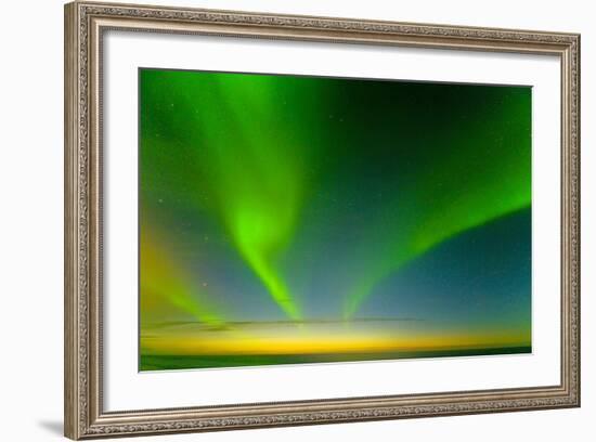 Northern Lights over the Sea, Beaufort Sea, ANWR, Alaska, USA-Steve Kazlowski-Framed Photographic Print