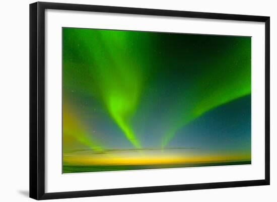 Northern Lights over the Sea, Beaufort Sea, ANWR, Alaska, USA-Steve Kazlowski-Framed Photographic Print