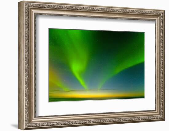 Northern Lights over the Sea, Beaufort Sea, ANWR, Alaska, USA-Steve Kazlowski-Framed Photographic Print
