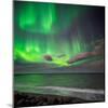 Northern Lights over the Waves Breakiing on the Beach in Seltjarnarnes, Reykjavik, Iceland-Ragnar Th Sigurdsson-Mounted Photographic Print
