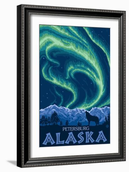 Northern Lights, Petersburg, Alaska-Lantern Press-Framed Art Print