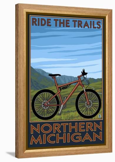 Northern Michigan - Ride the Trails-Lantern Press-Framed Stretched Canvas