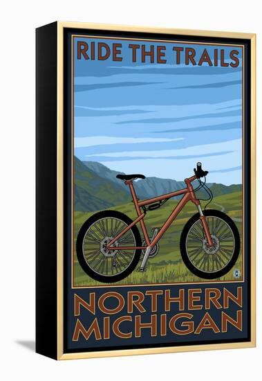 Northern Michigan - Ride the Trails-Lantern Press-Framed Stretched Canvas