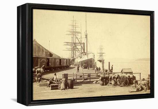 Northern Pacific Wharf, Tacoma, Washington, ca. 1890-Thomas Rutter-Framed Premier Image Canvas