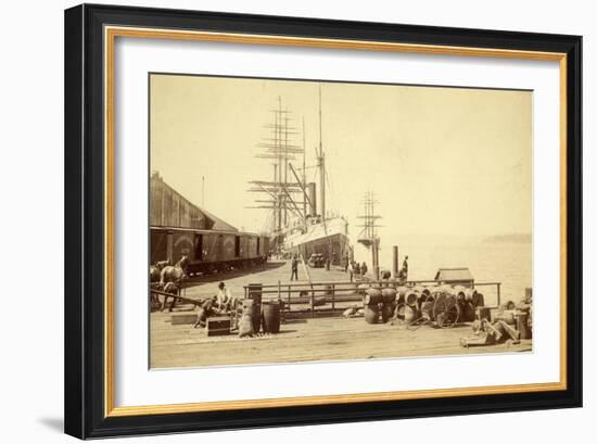 Northern Pacific Wharf, Tacoma, Washington, ca. 1890-Thomas Rutter-Framed Giclee Print