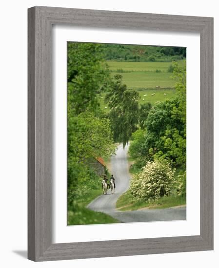 Northumberland, Harbottle, Horseriding Along a Country Lane, England-Paul Harris-Framed Photographic Print
