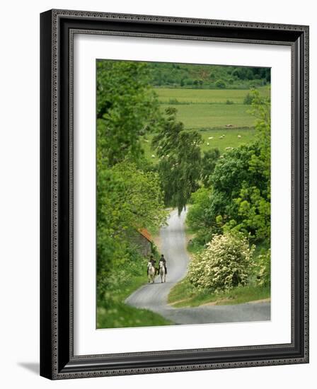 Northumberland, Harbottle, Horseriding Along a Country Lane, England-Paul Harris-Framed Photographic Print