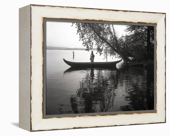 Northwest Indian Style Canoe on a Lake Washington, 1905-1906-Ashael Curtis-Framed Premier Image Canvas