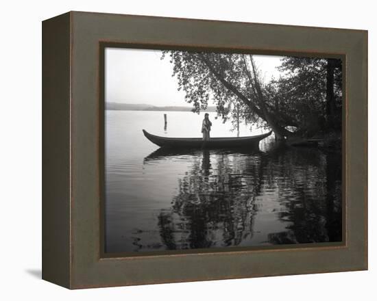 Northwest Indian Style Canoe on a Lake Washington, 1905-1906-Ashael Curtis-Framed Premier Image Canvas