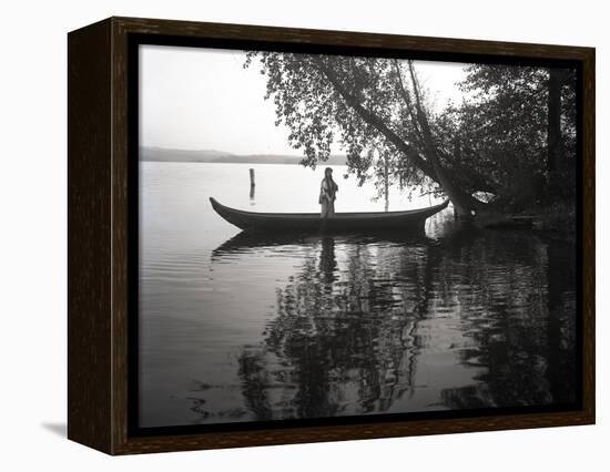 Northwest Indian Style Canoe on a Lake Washington, 1905-1906-Ashael Curtis-Framed Premier Image Canvas