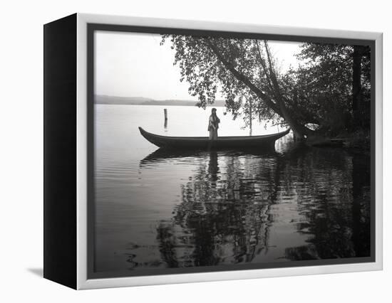 Northwest Indian Style Canoe on a Lake Washington, 1905-1906-Ashael Curtis-Framed Premier Image Canvas