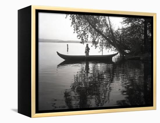 Northwest Indian Style Canoe on a Lake Washington, 1905-1906-Ashael Curtis-Framed Premier Image Canvas