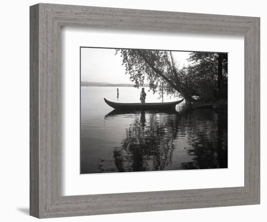 Northwest Indian Style Canoe on a Lake Washington, 1905-1906-Ashael Curtis-Framed Giclee Print