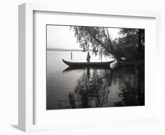 Northwest Indian Style Canoe on a Lake Washington, 1905-1906-Ashael Curtis-Framed Giclee Print