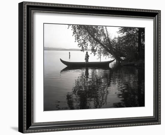 Northwest Indian Style Canoe on a Lake Washington, 1905-1906-Ashael Curtis-Framed Giclee Print